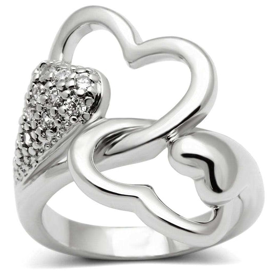 3W213 - Rhodium Brass Ring with AAA Grade CZ in Clear - Alamode - Flyclothing LLC