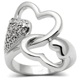3W213 - Rhodium Brass Ring with AAA Grade CZ  in Clear - Alamode