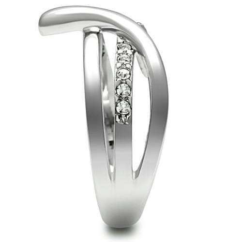 3W216 - Rhodium Brass Ring with Top Grade Crystal in Clear - Alamode - Flyclothing LLC