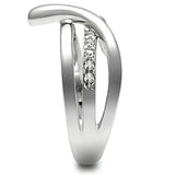 3W216 - Rhodium Brass Ring with Top Grade Crystal  in Clear - Alamode
