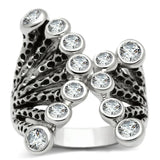 3W218 - Rhodium Brass Ring with AAA Grade CZ in Clear - Alamode - Flyclothing LLC