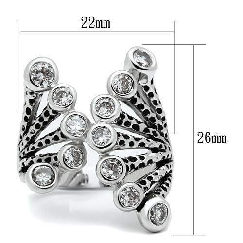 3W218 - Rhodium Brass Ring with AAA Grade CZ in Clear - Alamode - Flyclothing LLC