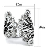 3W218 - Rhodium Brass Ring with AAA Grade CZ in Clear - Alamode - Flyclothing LLC