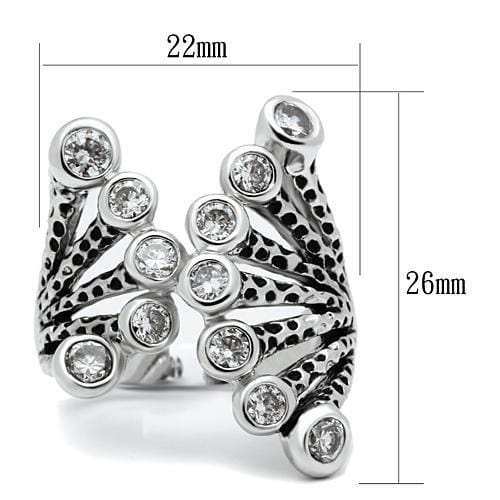 3W218 - Rhodium Brass Ring with AAA Grade CZ in Clear - Alamode - Flyclothing LLC