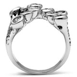 3W218 - Rhodium Brass Ring with AAA Grade CZ in Clear - Alamode - Flyclothing LLC