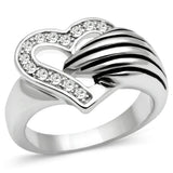 3W219 - Rhodium Brass Ring with Top Grade Crystal in Clear - Alamode - Flyclothing LLC