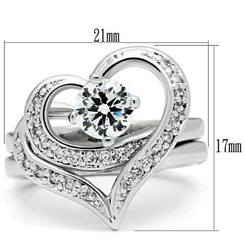 3W220 - Rhodium Brass Ring with AAA Grade CZ in Clear - Alamode - Flyclothing LLC