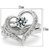 3W220 - Rhodium Brass Ring with AAA Grade CZ  in Clear - Alamode