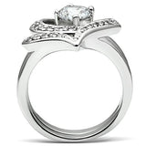 3W220 - Rhodium Brass Ring with AAA Grade CZ  in Clear - Alamode