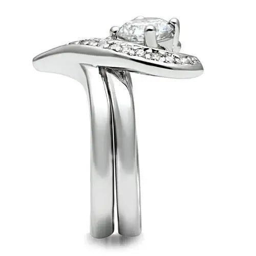 3W220 - Rhodium Brass Ring with AAA Grade CZ in Clear - Alamode - Flyclothing LLC