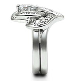 3W220 - Rhodium Brass Ring with AAA Grade CZ in Clear - Alamode - Flyclothing LLC