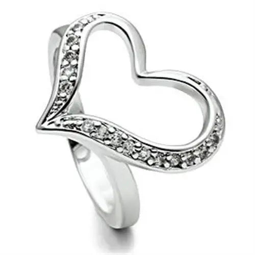 3W220 - Rhodium Brass Ring with AAA Grade CZ in Clear - Alamode - Flyclothing LLC