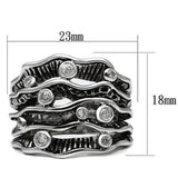 3W221 - Rhodium Brass Ring with AAA Grade CZ  in Clear - Alamode