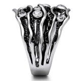 3W221 - Rhodium Brass Ring with AAA Grade CZ in Clear - Alamode - Flyclothing LLC