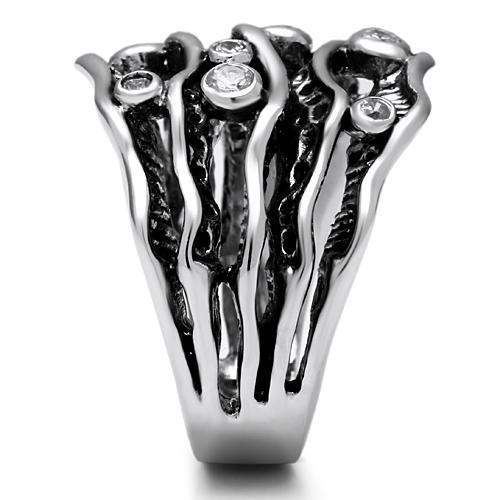 3W221 - Rhodium Brass Ring with AAA Grade CZ in Clear - Alamode - Flyclothing LLC