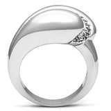 3W227 - Rhodium Brass Ring with AAA Grade CZ  in Clear - Alamode