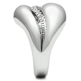 3W227 - Rhodium Brass Ring with AAA Grade CZ in Clear - Alamode - Flyclothing LLC