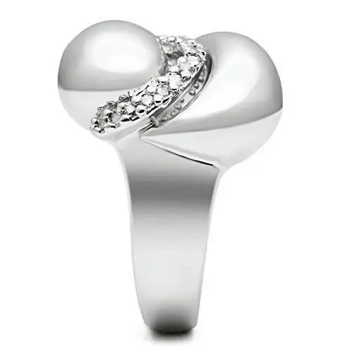 3W227 - Rhodium Brass Ring with AAA Grade CZ in Clear - Alamode - Flyclothing LLC