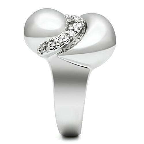 3W227 - Rhodium Brass Ring with AAA Grade CZ in Clear - Alamode - Flyclothing LLC
