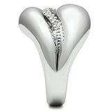 3W227 - Rhodium Brass Ring with AAA Grade CZ  in Clear - Alamode