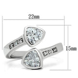 3W228 - Rhodium Brass Ring with AAA Grade CZ  in Clear