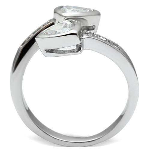 3W228 - Rhodium Brass Ring with AAA Grade CZ in Clear - Alamode - Flyclothing LLC