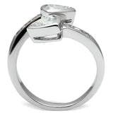 3W228 - Rhodium Brass Ring with AAA Grade CZ  in Clear - Alamode