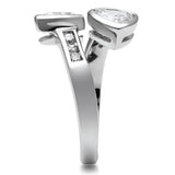 3W228 - Rhodium Brass Ring with AAA Grade CZ  in Clear - Alamode