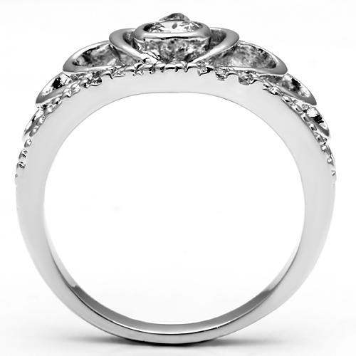 3W229 - Rhodium Brass Ring with AAA Grade CZ in Clear - Alamode - Flyclothing LLC