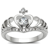 3W229 - Rhodium Brass Ring with AAA Grade CZ  in Clear - Alamode