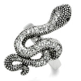 3W236 - Rhodium Brass Ring with Top Grade Crystal  in Jet - Alamode