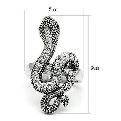 3W236 - Rhodium Brass Ring with Top Grade Crystal in Jet - Alamode - Flyclothing LLC