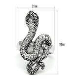 3W236 - Rhodium Brass Ring with Top Grade Crystal in Jet - Alamode - Flyclothing LLC