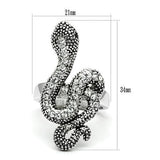 3W236 - Rhodium Brass Ring with Top Grade Crystal  in Jet - Alamode