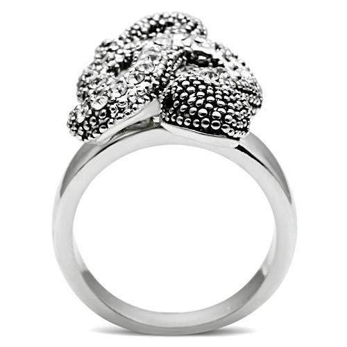 3W236 - Rhodium Brass Ring with Top Grade Crystal in Jet - Alamode - Flyclothing LLC