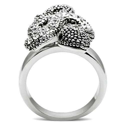 3W236 - Rhodium Brass Ring with Top Grade Crystal in Jet - Alamode - Flyclothing LLC