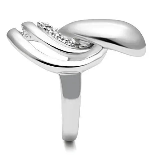 3W237 - Rhodium Brass Ring with AAA Grade CZ in Clear - Alamode - Flyclothing LLC
