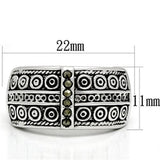 3W239 - Rhodium Brass Ring with Semi-Precious Marcasite in Black Diamond - Alamode