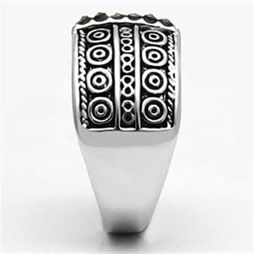 3W239 - Rhodium Brass Ring with Semi-Precious Marcasite in Black Diamond - Alamode - Flyclothing LLC