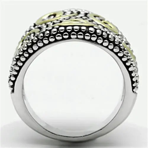 3W243 - Reverse Two-Tone Brass Ring with No Stone - Alamode - Flyclothing LLC