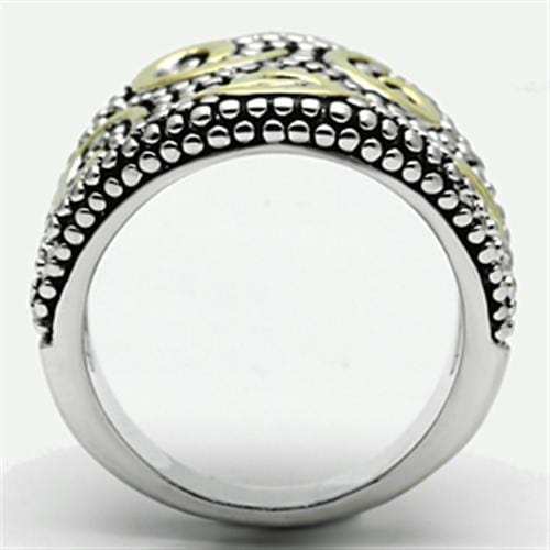 3W243 - Reverse Two-Tone Brass Ring with No Stone - Alamode - Flyclothing LLC