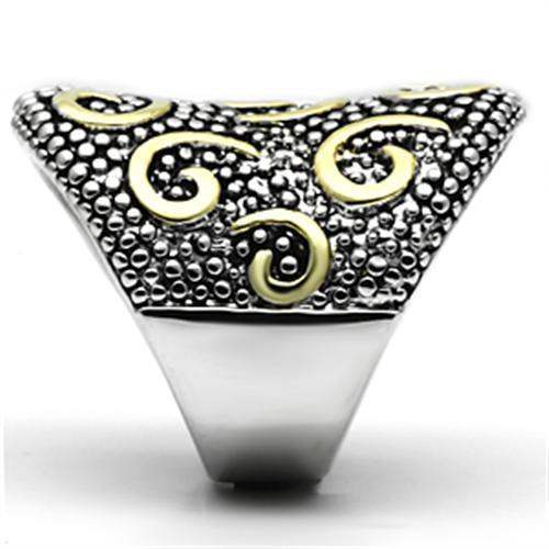 3W243 - Reverse Two-Tone Brass Ring with No Stone - Alamode - Flyclothing LLC