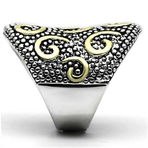 3W243 - Reverse Two-Tone Brass Ring with No Stone - Alamode - Flyclothing LLC