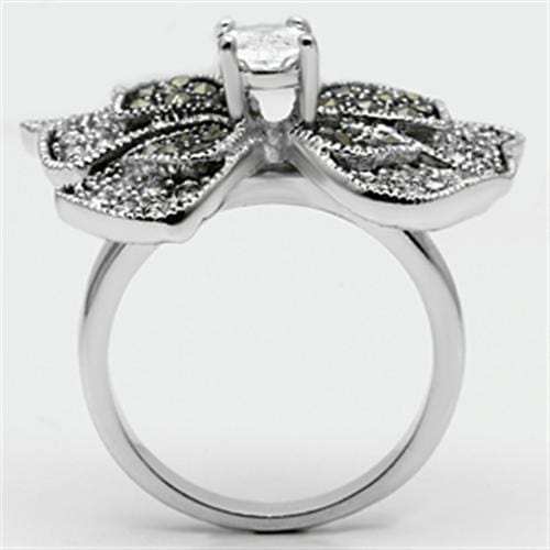 3W246 - Rhodium Brass Ring with AAA Grade CZ in Clear - Alamode - Flyclothing LLC