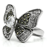 3W246 - Rhodium Brass Ring with AAA Grade CZ in Clear - Alamode - Flyclothing LLC