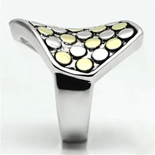 3W249 - Reverse Two-Tone Brass Ring with No Stone - Alamode - Flyclothing LLC
