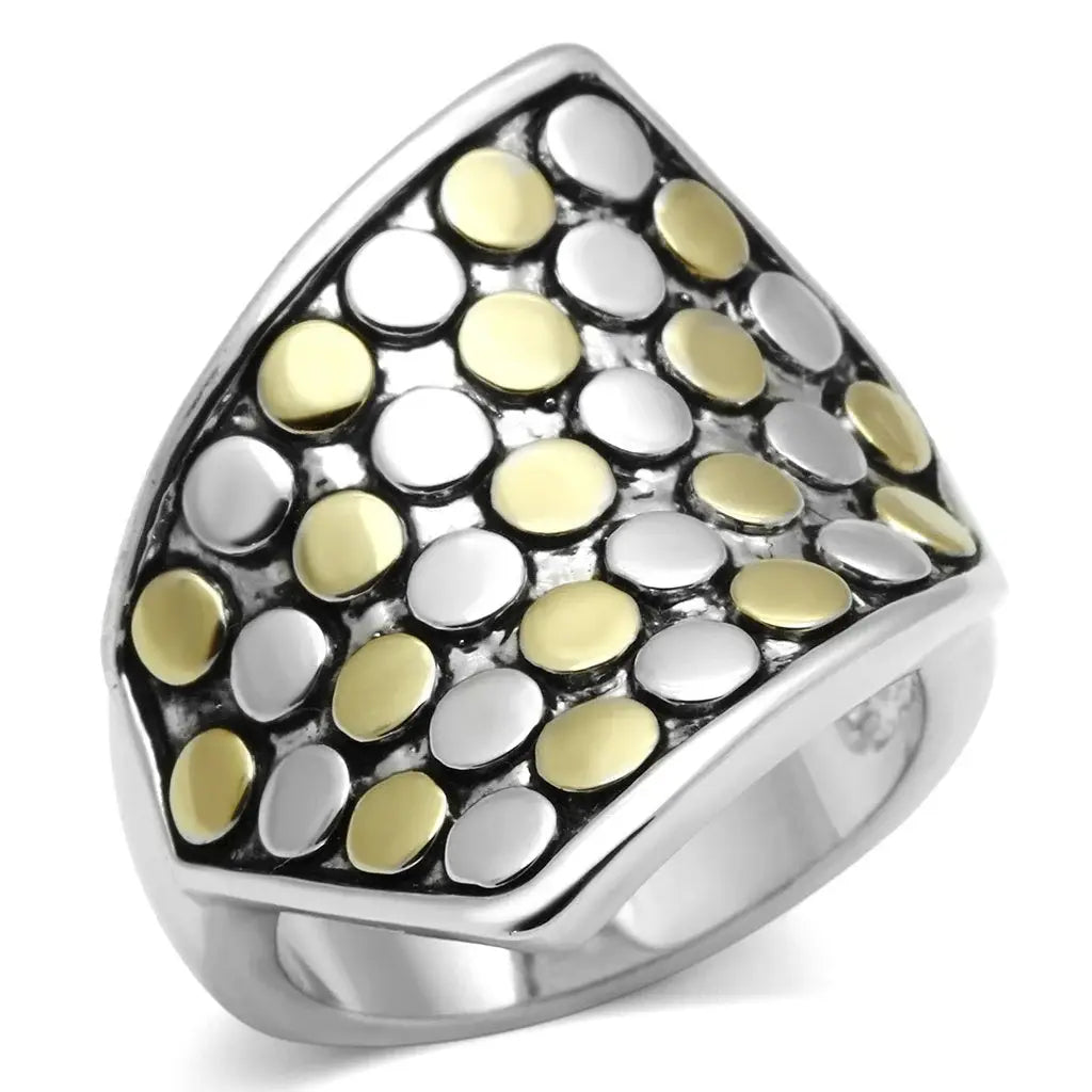 3W249 - Reverse Two-Tone Brass Ring with No Stone - Alamode - Flyclothing LLC