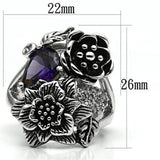 3W250 - Rhodium Brass Ring with AAA Grade CZ in Fuchsia - Alamode - Flyclothing LLC