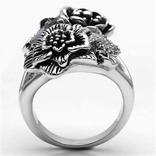 3W250 - Rhodium Brass Ring with AAA Grade CZ in Fuchsia - Alamode - Flyclothing LLC