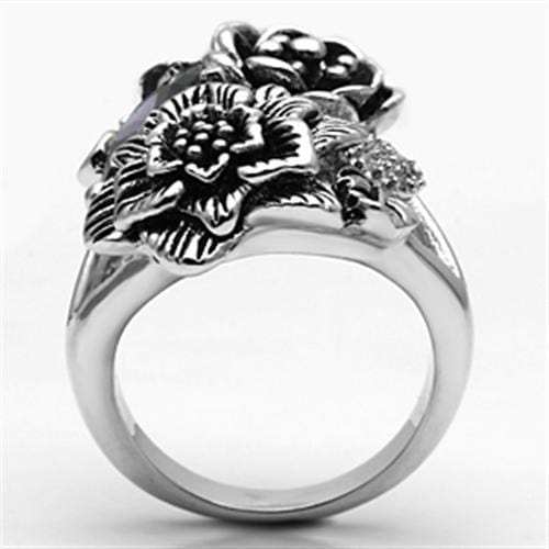 3W250 - Rhodium Brass Ring with AAA Grade CZ in Fuchsia - Alamode - Flyclothing LLC